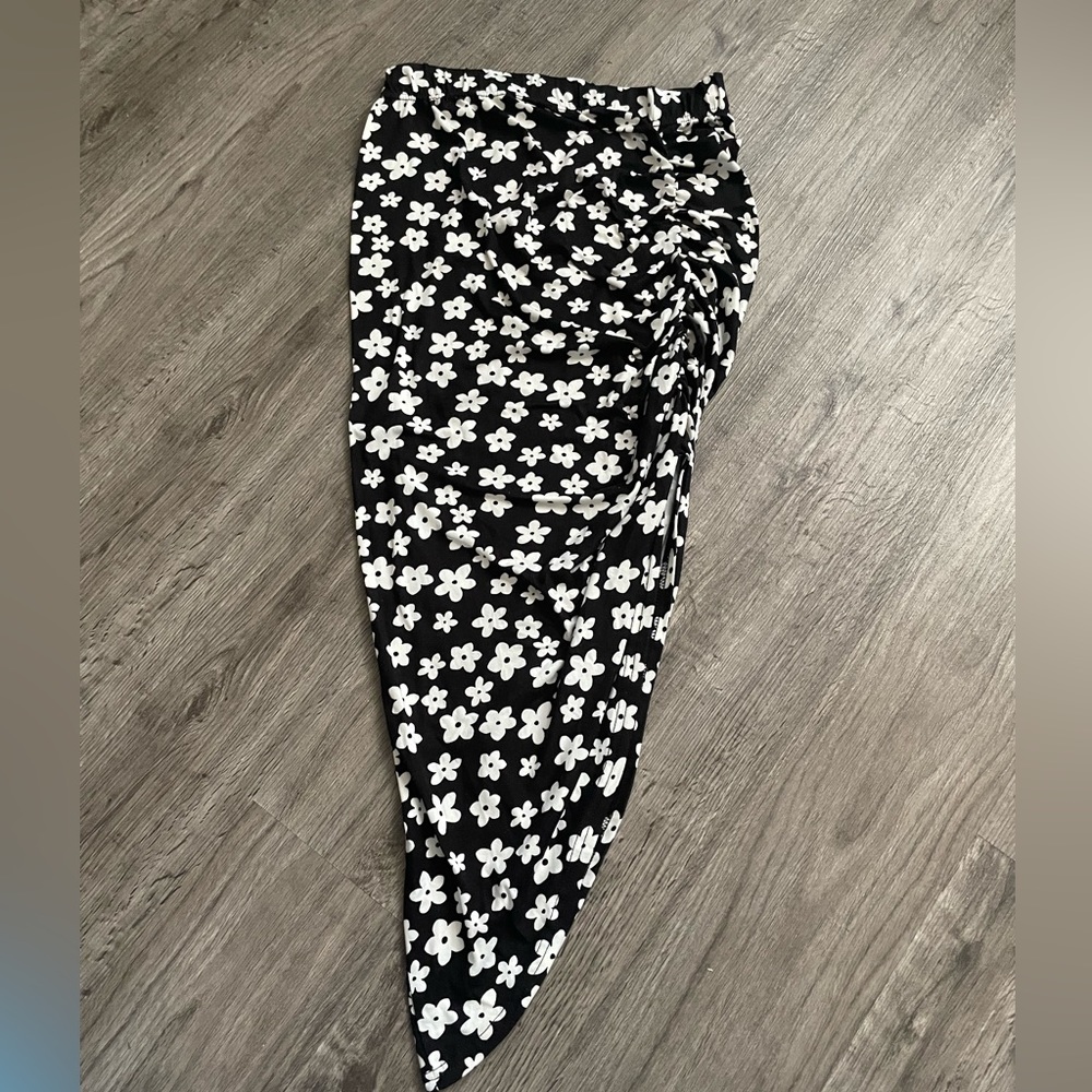 Black Skirt with White Flowers